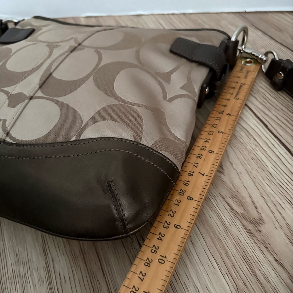 COACH F19730 Signature Chain Brown Beige Convertible Crossbody Shoulder bag - Picture 13 of 14